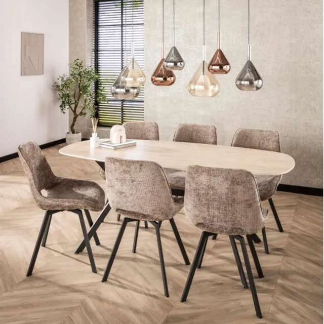 Meubelplaats Eetkamerstoel swivel. VPE4 - Champagne rich - eetkamerstoelen set van 4