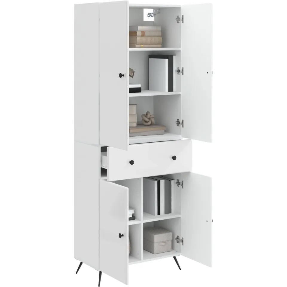 vidaXL Kastenset 2 st Hoogglans Wit 66 x 34.5 x 90 cm Bewerkt hout