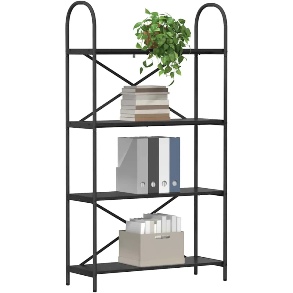 vidaXL Boekenkast 4-laags 80 x 30 x 146 cm Bewerkt hout Zwart Eiken