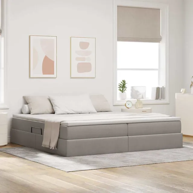 vidaXL Opslag bed met matras met opslag Taupe 200 x 200 cm Polyester