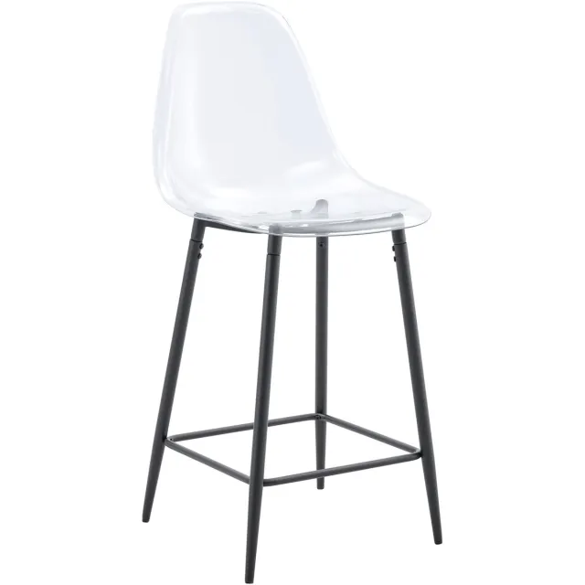 HAUSS SPOLE Barkruk – Transparant Design – Set Van 2 – Met Rugleuning En Voetsteun – Voor Keuken, Bar En Eetkamer – Kunststof En Metaal Zwart