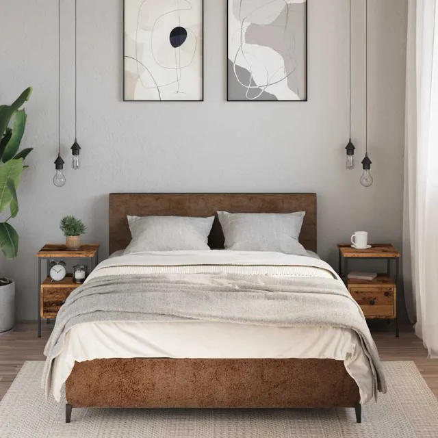 vidaXL Nachtkastjes 2 st 34x35,5x50 cm bewerkt hout oud houtkleurig bruin, foto 2