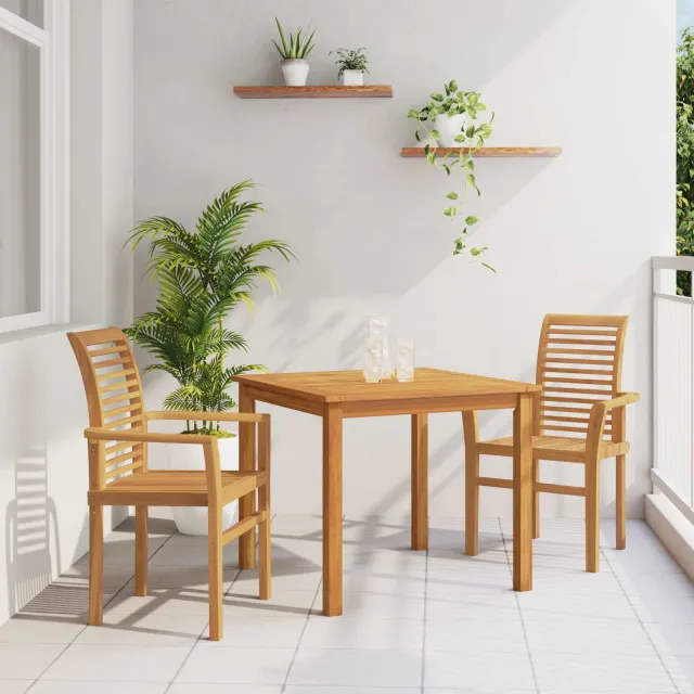 vidaXL Eetkamerstoel 2 st Massief Teakhout Bruin 62 x 55 x 94 cm