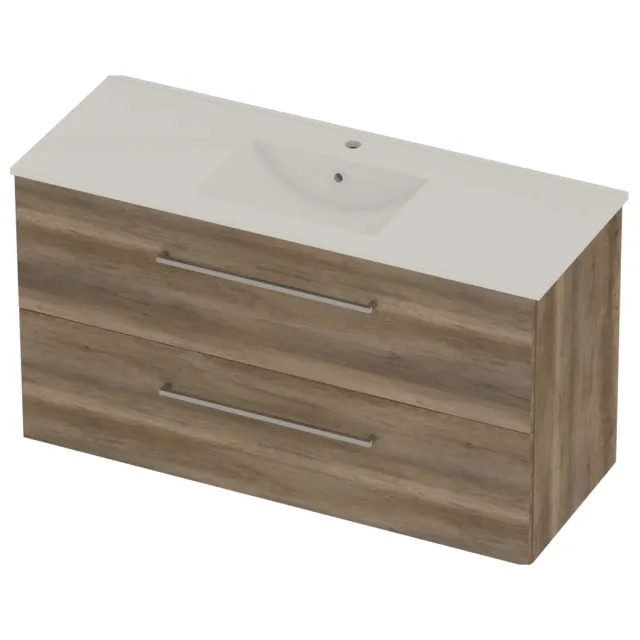 Basic-Line Coach 46 Badmeubelset Porselein 1 Kraangat 120x46x62 cm Scotch Oak Glans Wit