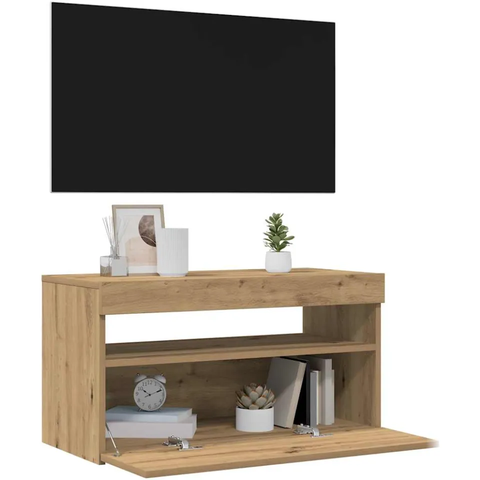 vidaXL Tv-meubels met LED 2 st bewerkt hout artisanaal eiken, foto 3