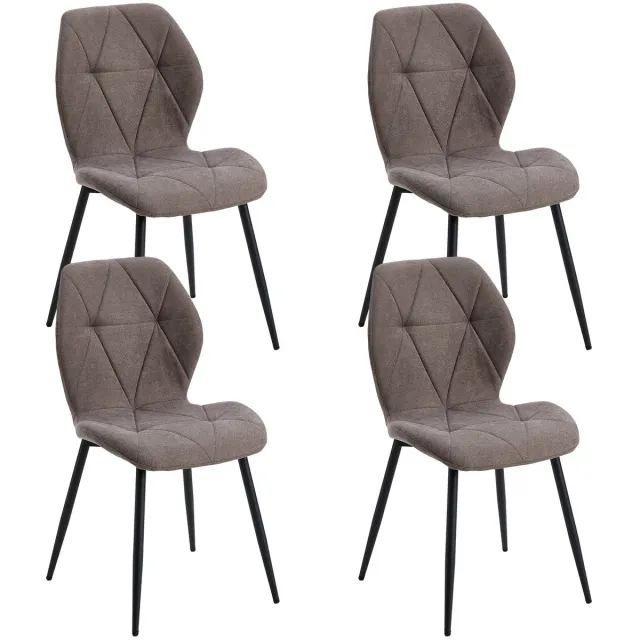 DailyDamaar eetkamerstoelen - Keukenstoelen - Eetkamerstoelen set van 4 - Gestoffeerde stoelen - Linnen - Metalen poten - Bruin