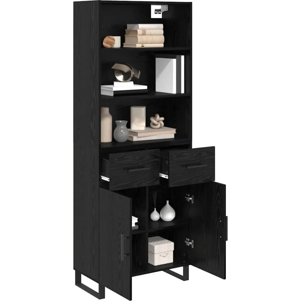 vidaXL Hoge kast 2 st Zwart Eiken 69,5 x 34 x 180 cm, foto 3