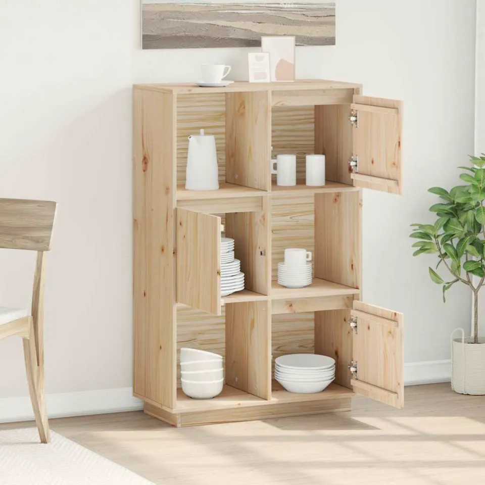 vidaXL Hoge kast 38x35x117 cm massief grenenhout bruin, foto 3