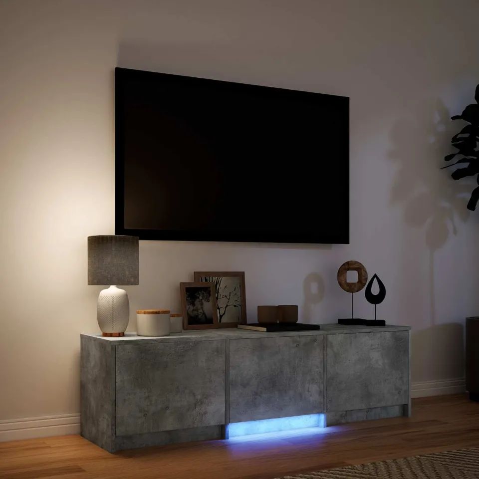 vidaXL TV-kast met LED 140x34x40 cm Betongrijs Geconstrueerd hout grijs, foto 4