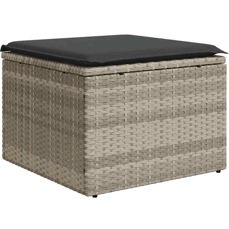 vidaXL 8-delige Loungeset met kussens poly rattan lichtgrijs grijs