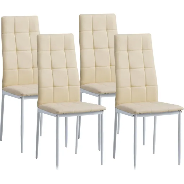 Albatros International Albatros Eetkamerstoelen set van 4 Rimini - Beige - Edele Italiaanse vormgeving - kunstlederen bekleding, comfortabele gestoffeerde stoel - Moderne keukenstoel, eetkamerstoel of eettafelstoel