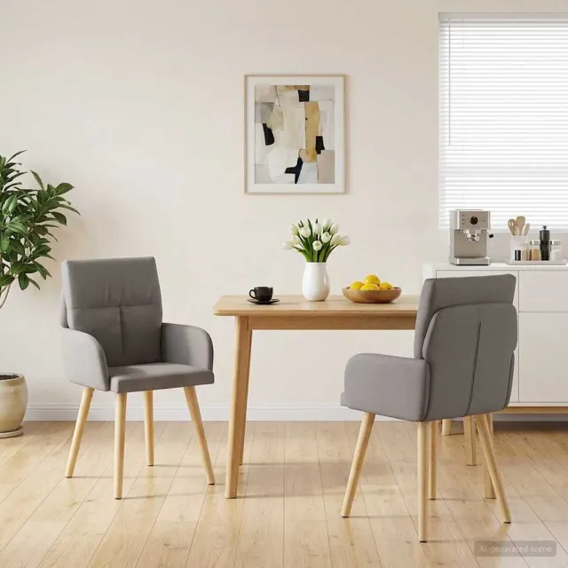 vidaXL Eettafelstoelen 2 st Stof Taupe 60 x 56 x 93 cm, foto 2