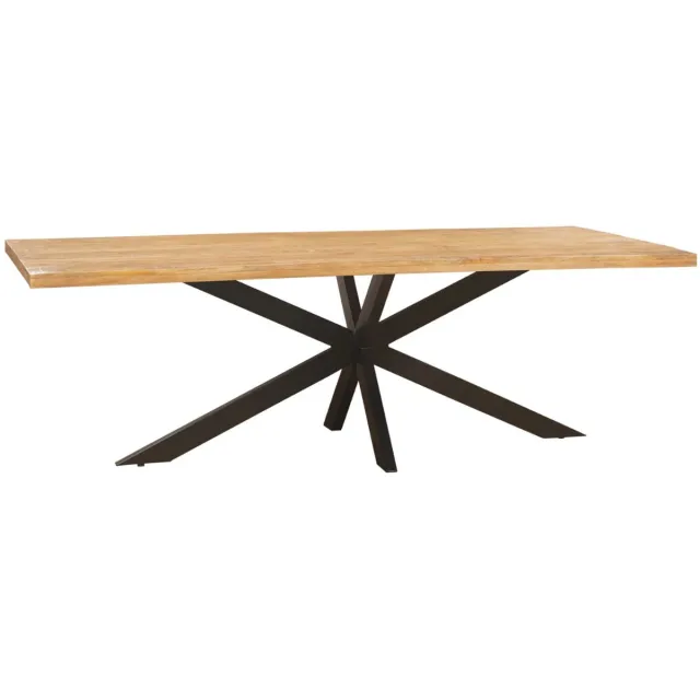 Sfeerwonen Enzo Mangohout | Vierkant | Eettafel met spinpoot 220x100 | Eetkamertafel | Mango hout Naturel