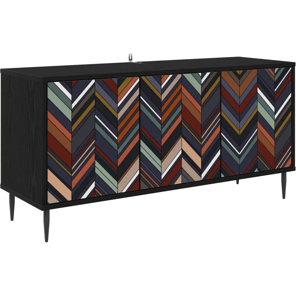 vidaXL Tv-meubel OMMEN 102 x 33 x 51 cm Zwart eiken Bewerkt hout, foto 3