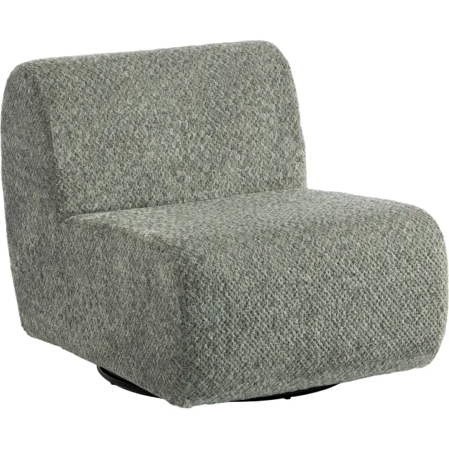 MUVANO Comfortabele Draaistoel Met Chenille Bekleding - Lounge Stoel Met Brede Zitting - 360 Graden Draaifunctie Voor Meer Bewegingsvrijheid - Armloze Stoel Voor Maximale Ontspanning - 70x70x41cm - Tot 120 Kg - Eenvoudige Montagegrijs Groen
