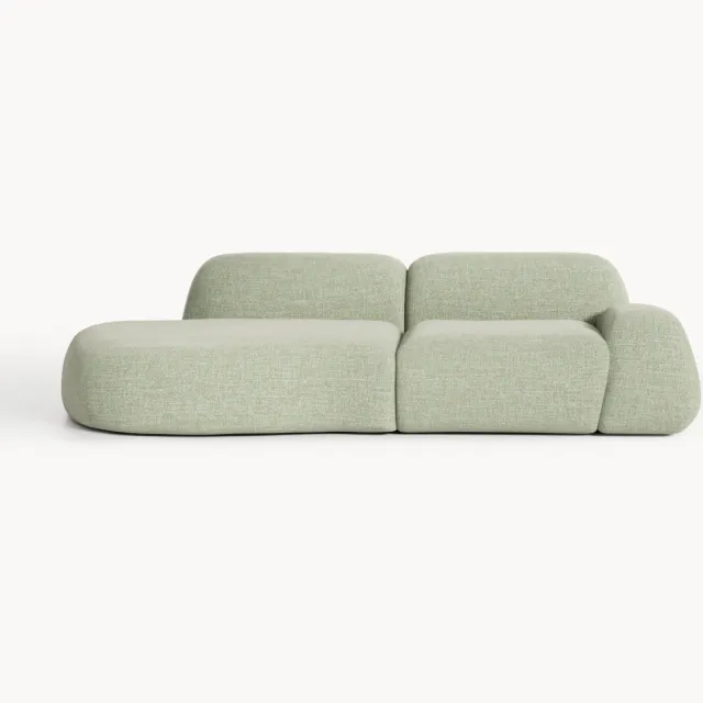 Westwing Collection Modulaire bouclé chaise Wolke (3-zits) lichtgroen