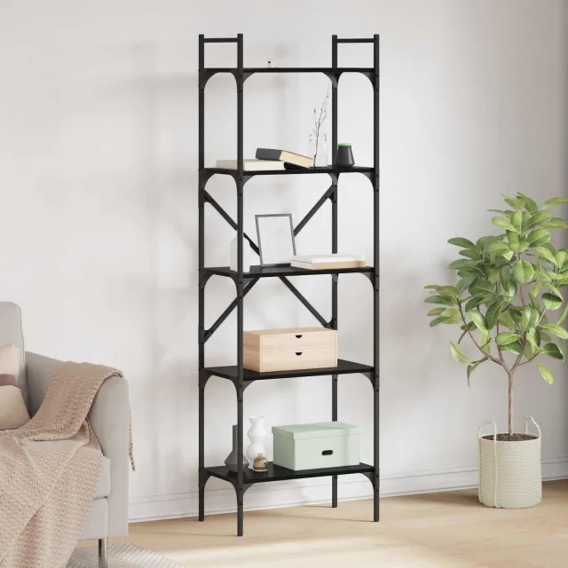 vidaXL Boekenkast 5-laags 56 x 32 x 174 cm Bewerkt hout Zwart Eiken, foto 2