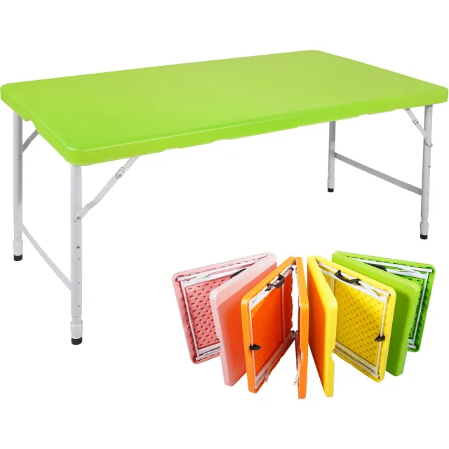 MODFU Buitentafel 125x61x58-74 cm van kunststof en ijzer, inklapbaar groen