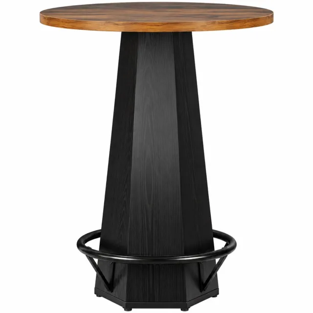 VILIMA Statafel - Bartafel - Feesttafel - Industrieel design - 100 meter hoog - Diameter 80 cm - Met voetensteun - Zwart - Hout