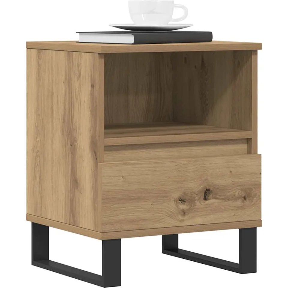 vidaXL Nachtkastjes 2 st 40x35x50cm bewerkt hout artisanaal eikenkleur Bruin