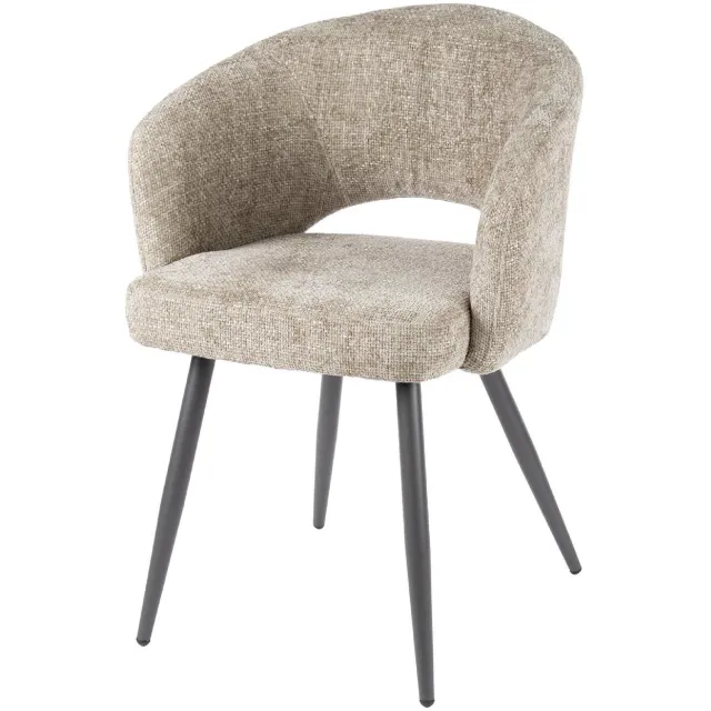 Nest of Nora Set van 2 - Nest of Nora Eetkamerstoelen Vona - Set van 2 - Comfortabele kuipstoel bouclé - Zand Lichtbruin