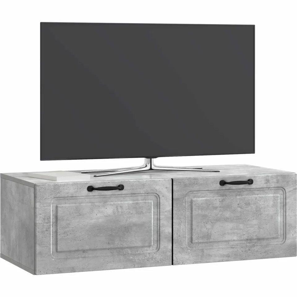 vidaXL Wandbeugel TV-kast Betongrijs 98 x 41 x 30 cm Bewerkt hout grijs, foto 3