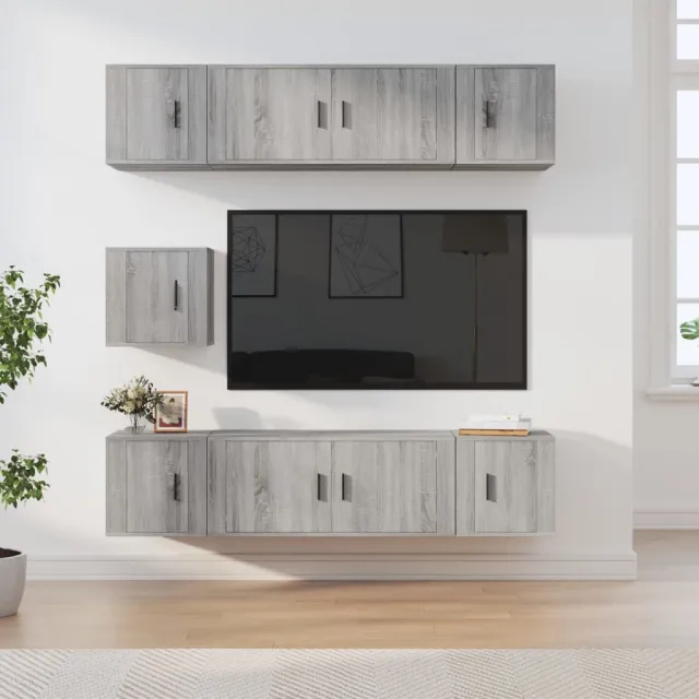 vidaXL 7-delige Tv-meubelset bewerkt hout grijs sonoma eikenkleurig, foto 2