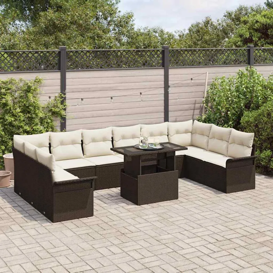 vidaXL Tuin Sofa Set 11 st Bruin Poly riet, foto 2
