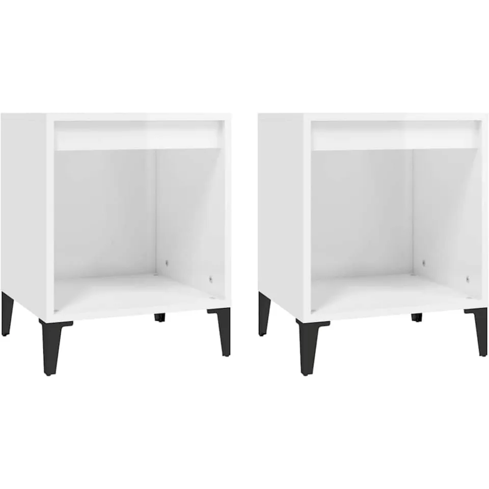 vidaXL Nachtkastjes 2 st 40x35x50 cm hoogglans wit