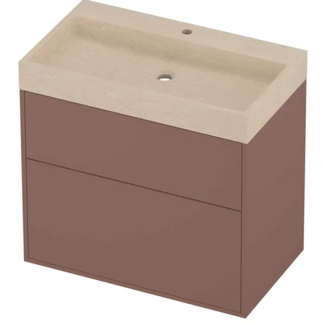 Proline Evoli Badmeubelset Hardsteen Loft 1 Kraangat 80x46x75 cm Sand Stone Beauty Blush Rosé Goud