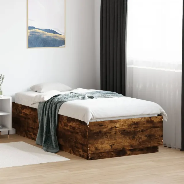 vidaXL Bedframe bewerkt hout gerookt eikenkleurig 90x190 cm Bruin