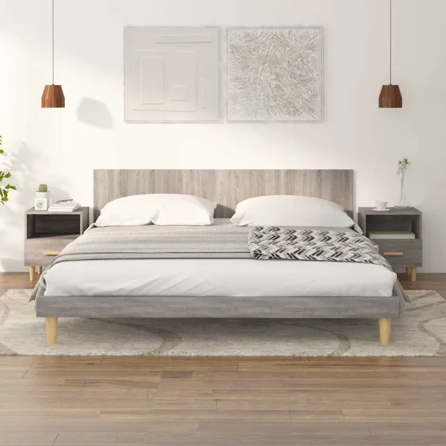 vidaXL Nachtkastjes 2 st 40x35x47 cm grijs sonoma eikenkleurig
