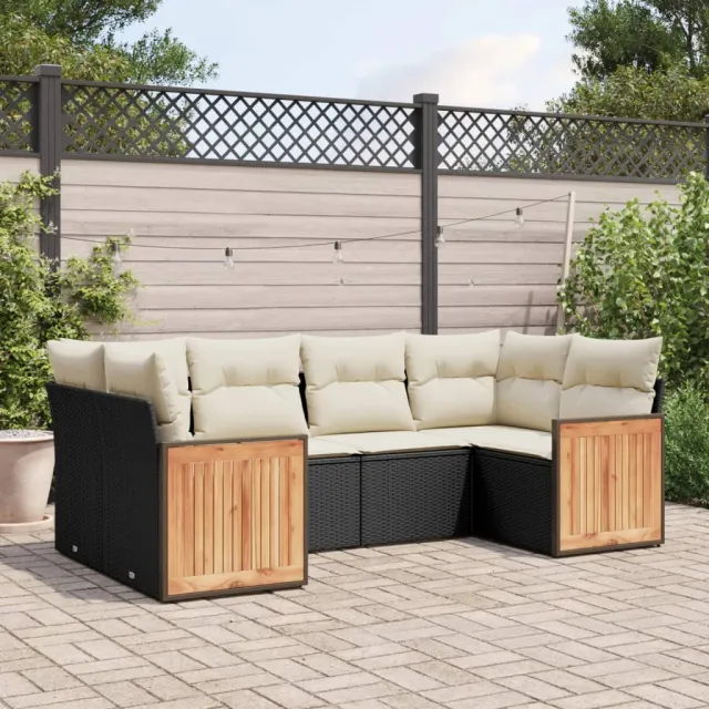 vidaXL 6-delige Loungeset met kussens poly rattan zwart, foto 2