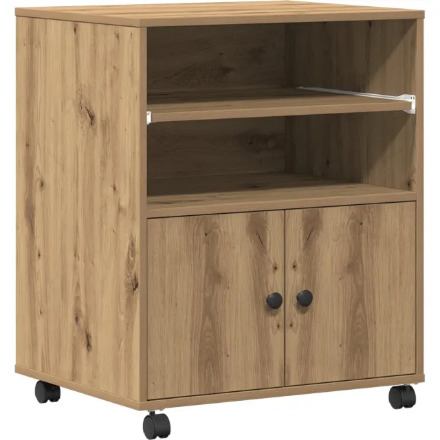 vidaXL Printerstand - Artisanaal - eiken - 60 - x - 48 - x - 74 - cm - Bewerkt - hout Artisanaal eiken