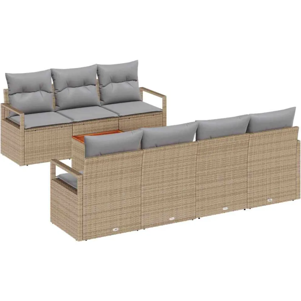 vidaXL Tuinbankenset 8 st Beige poly rattan