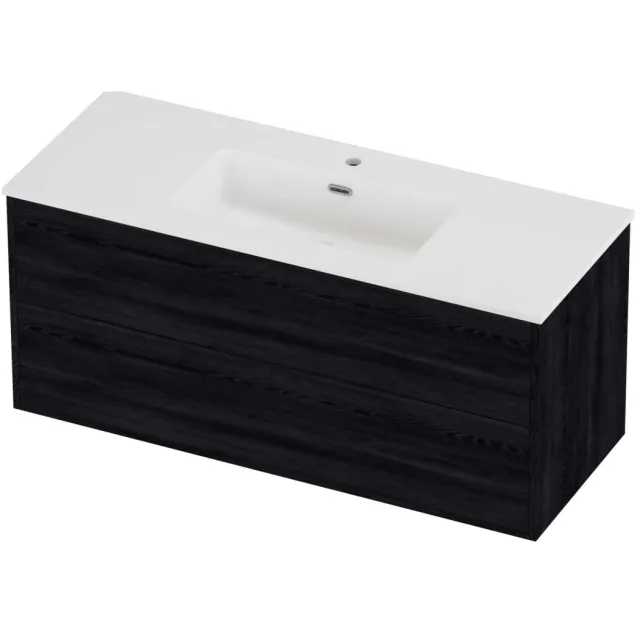 Proline Tribute Badmeubelset Porselein Elegant Enkel 1 Gat 120x46x54 cm Mat White Black Oak Eiken