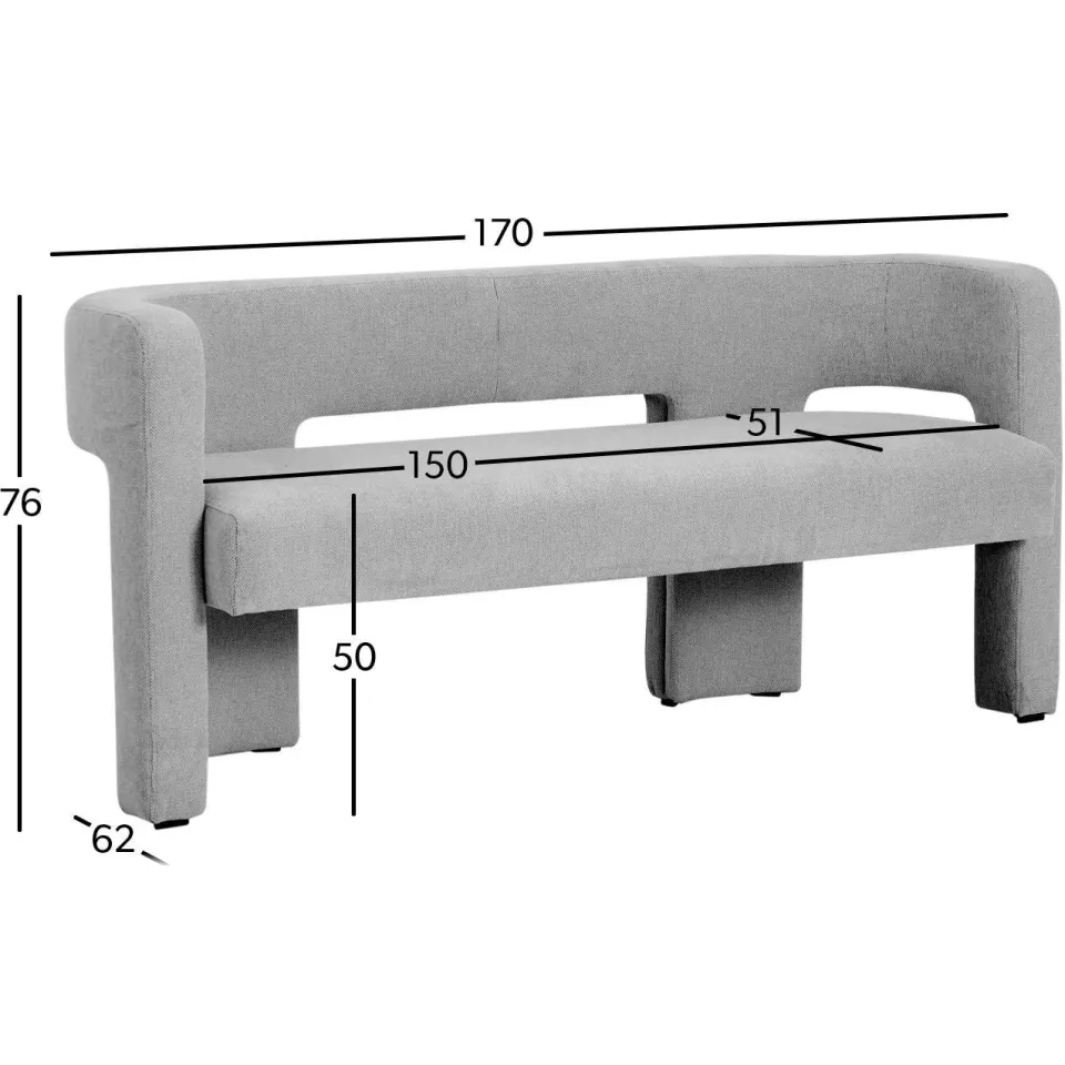 Studio LIVIT eetkamerbank Sculpt 170 cm beige, foto 3