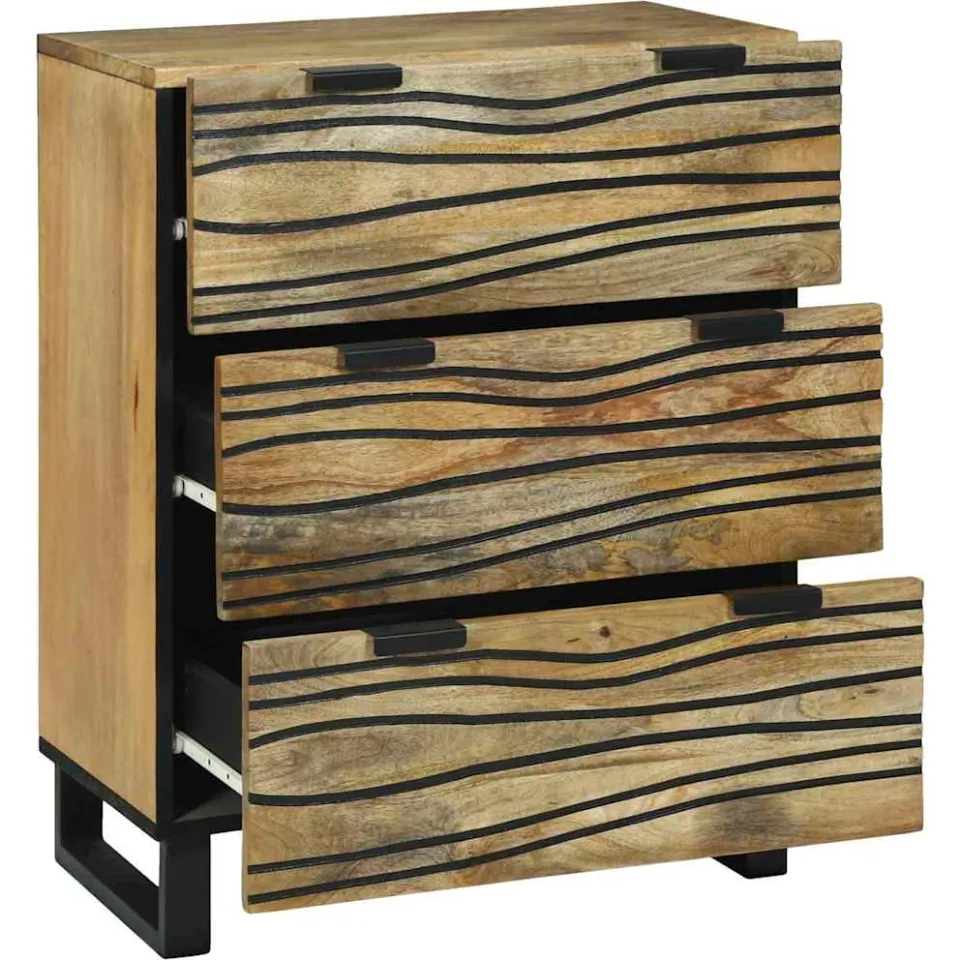 vidaXL Dressoir Naturel 60 x 33,5 x 75 cm Massief mangohout, foto 2