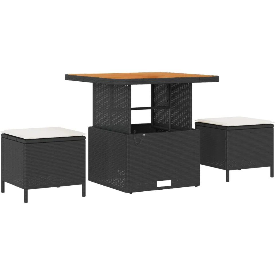vidaXL Tuinbankenset 8 st Zwart poly rattan, foto 4
