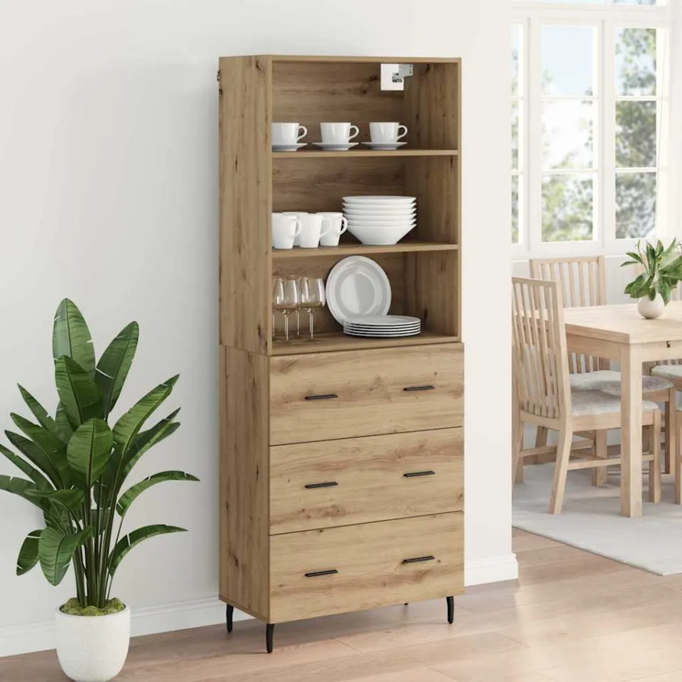 vidaXL Hoge kast 2 st Artisan Eiken 69,5 x 32,5 x 180 cm Bewerkt hout, foto 4