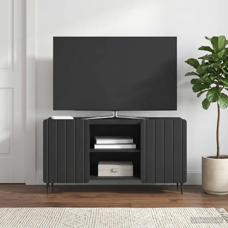 vidaXL TV-kast 102 x 34,5 x 52 cm Zwart Bewerkt hout, foto 4