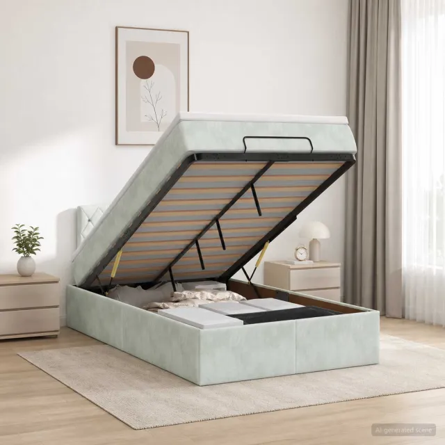 vidaXL Ottoman bed met matras Lichtgrijs 120 x 190 cm Fluweel