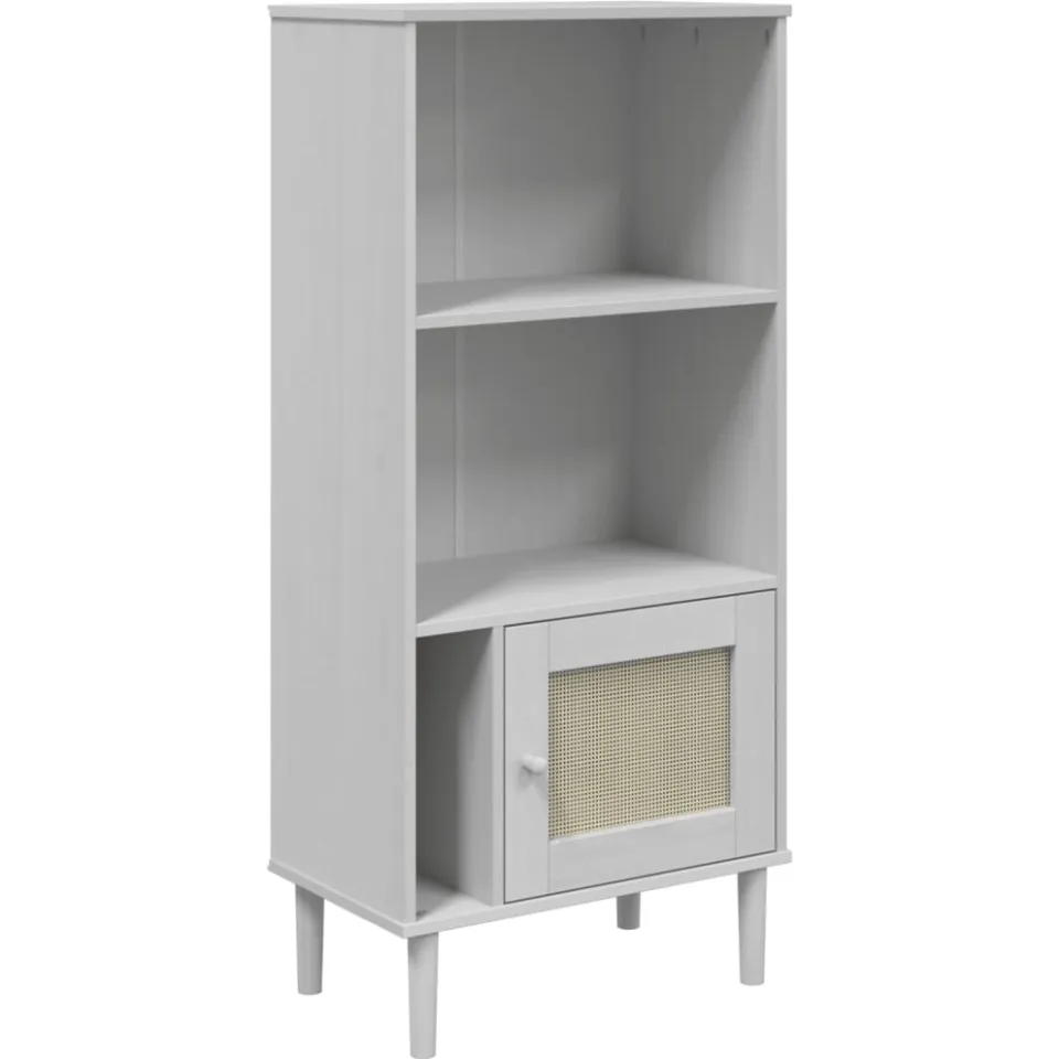 vidaXL Boekenkast SENJA rattan-look 60x35x130 cm grenenhout wit, foto 3