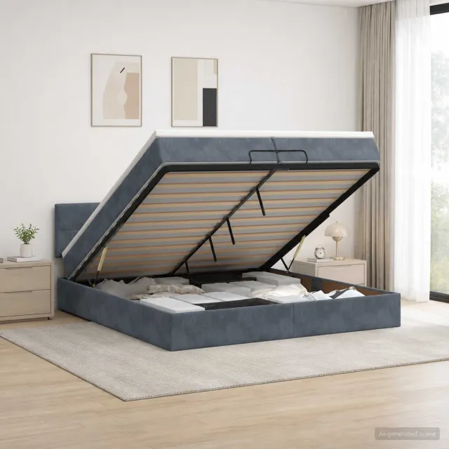 vidaXL Ottoman bed met matras Donkergrijs 200 x 200 cm Fluweel
