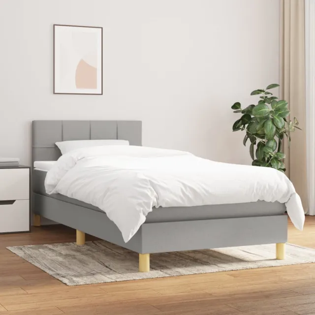 vidaXL Boxspring met matras stof lichtgrijs 90x190 cm grijs