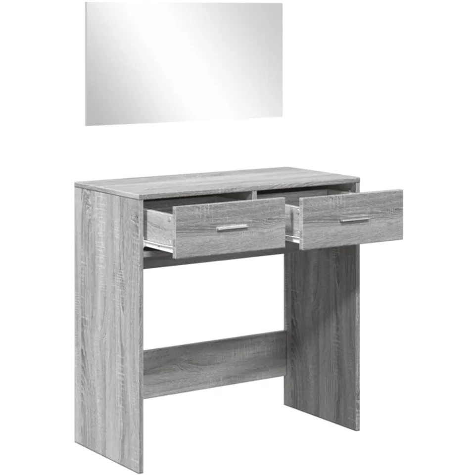 vidaXL Kaptafel met spiegel 80x39x80 cm grijs sonoma eikenkleurig, foto 4