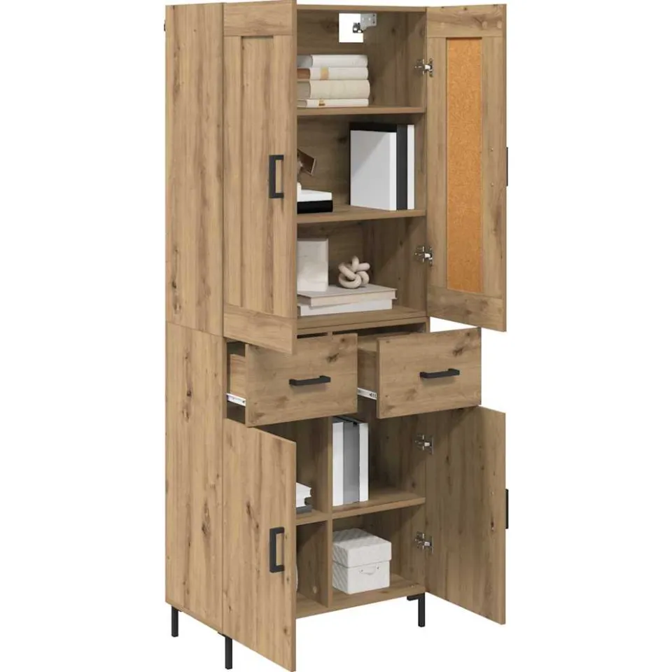 vidaXL Hoge kast 2 st Artisan Eiken 69,5 x 34 x 180 cm Bewerkt hout Bruin