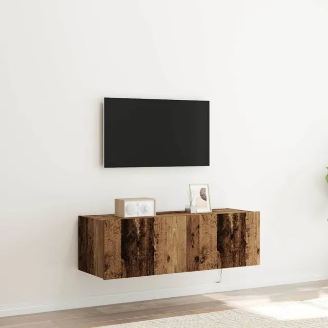 vidaXL TV Wandkast 2 st Oudhout Bewerkt hout bruin