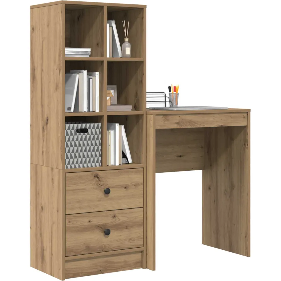 vidaXL Bureau Artisan Eiken 105,5 x 34 x 127 cm 2 st Bruin