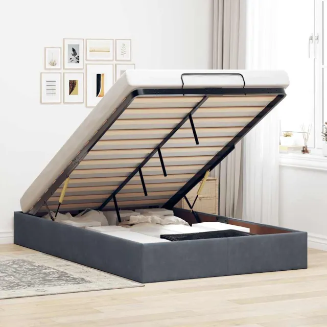 vidaXL Bedframe zonder matras 120x200 cm fluweel donkergrijs